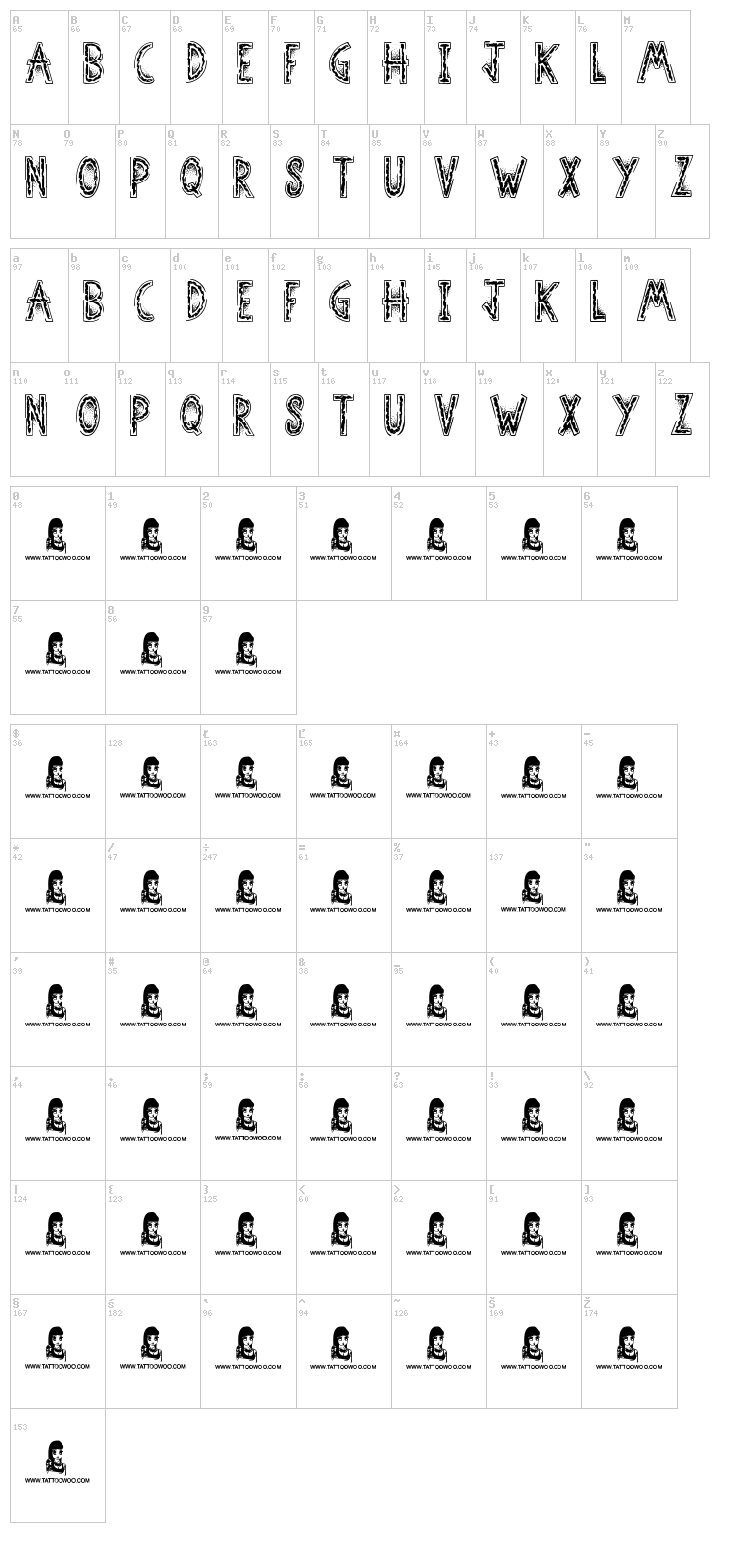 Street Fighter font map